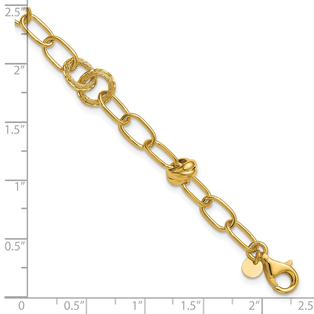 14K  Polished/Texture/Dia-cut Fancy w/.75in Ext. Bracelet 8  inches