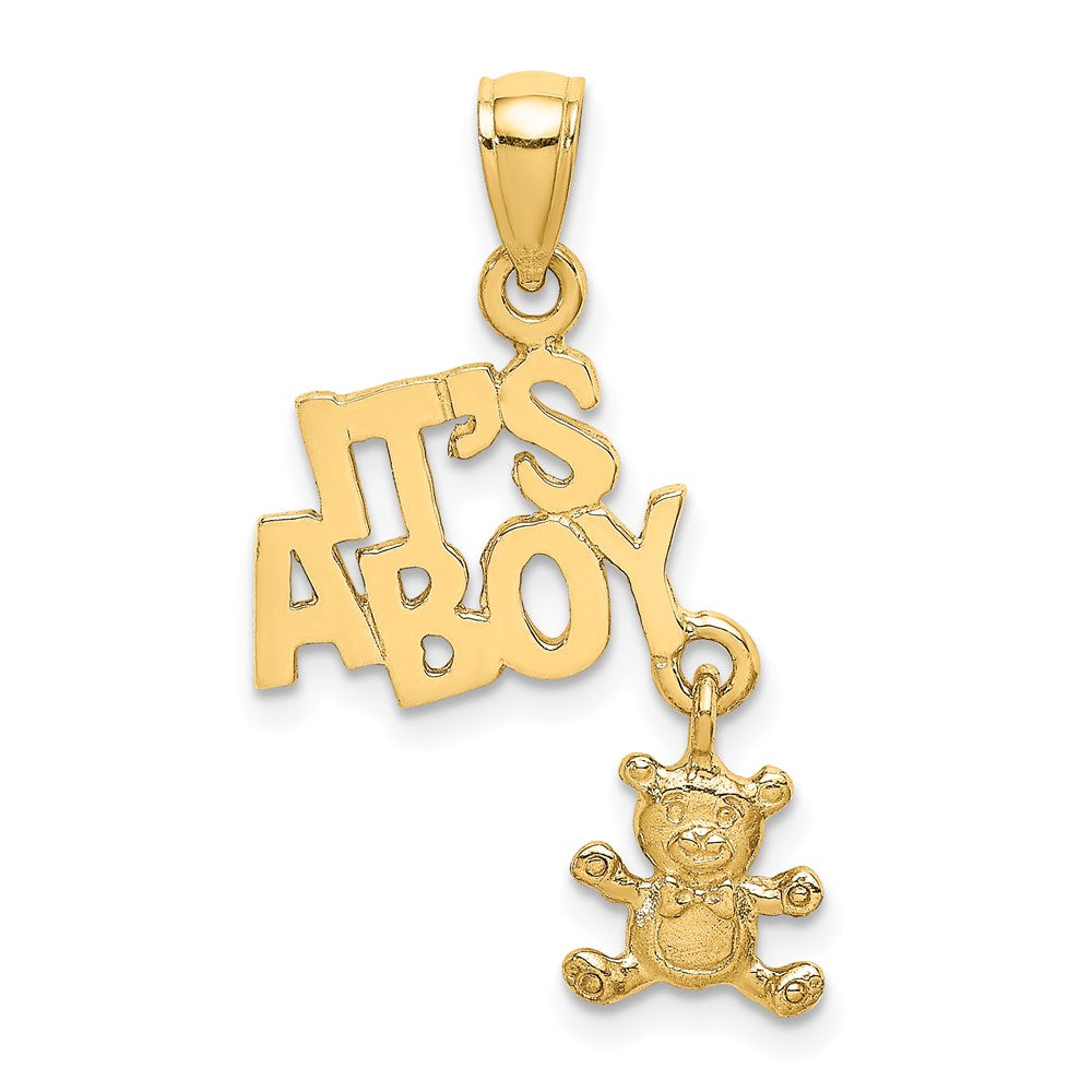 14K Moveable IT'S A BOY with Teddy Bear Charm