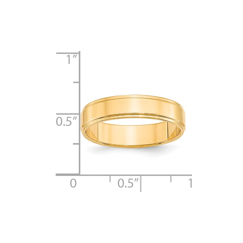 14k Yellow Gold 5mm Flat with Step Edge Wedding Band Size 10.5