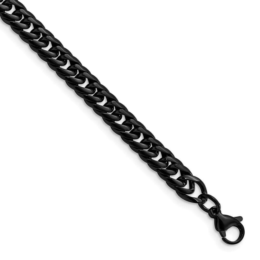 Chisel Stainless Steel Polished Black IP-plated 9 inch Curb Chain Bracelet 9 inches