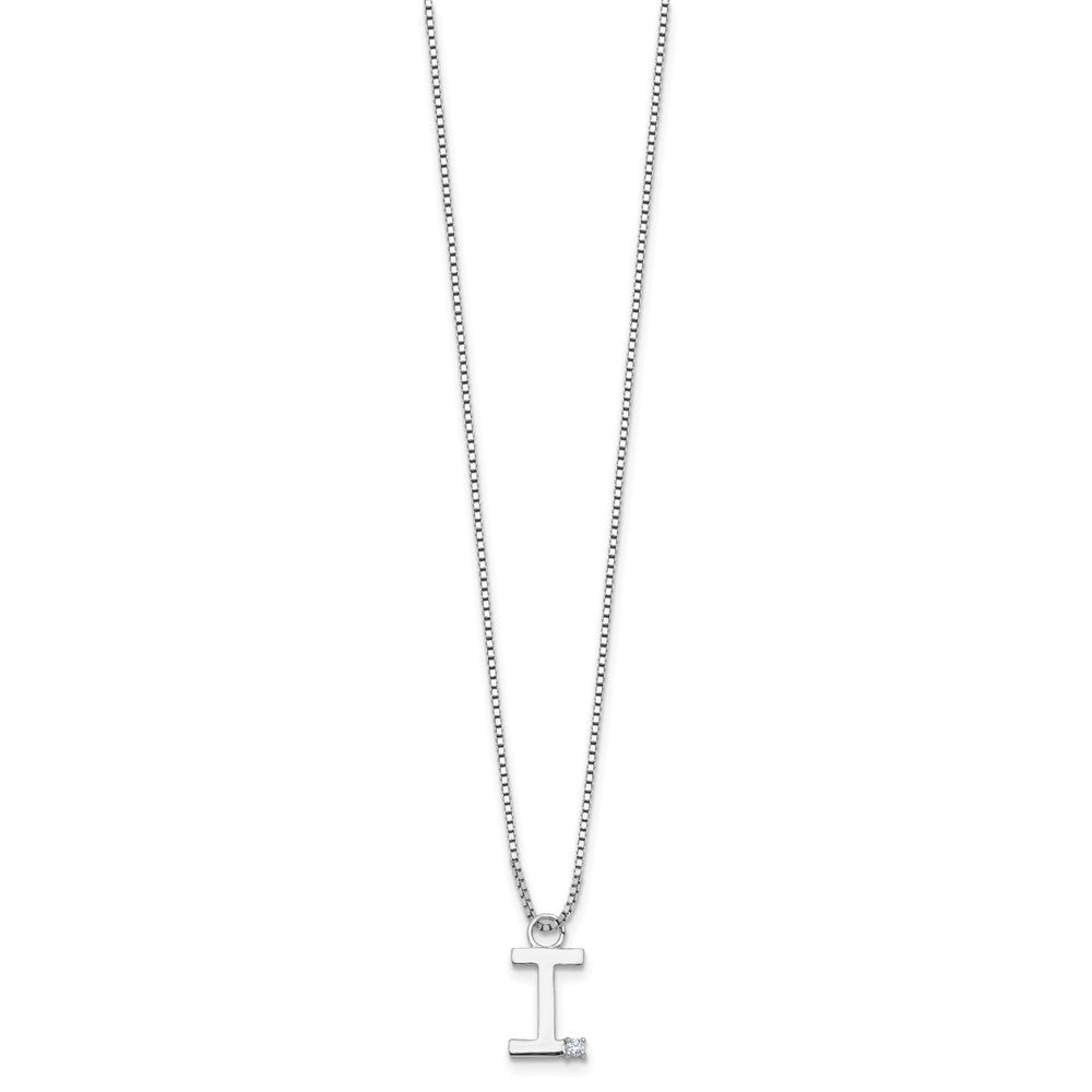 White Ice Sterling Silver Rhodium-plated 18 inch Diamond Letter I Initial Necklace plus 2 inch Extender 18 Inches