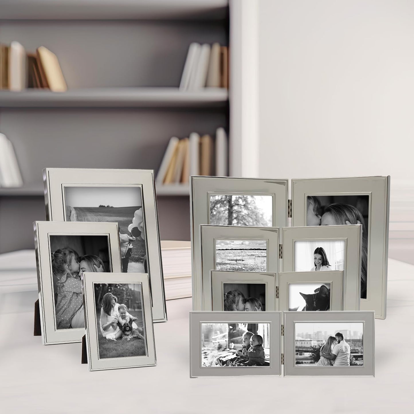 Siena Flat Dbl Border Plain Frame Silver 8x10