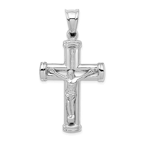 14K White Gold Reversible Crucifix Pendant