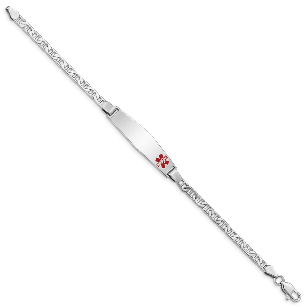 Sterling Silver Rhodium-plated Medical ID Anchor Link Bracelet 8 inches