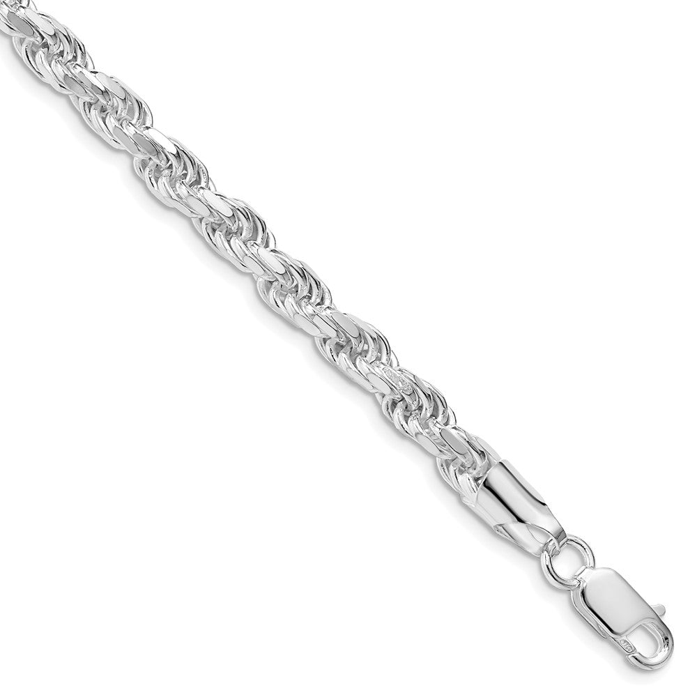 Sterling Silver Rhodium-plated 5.75mm Diamond-cut Rope Chain 10 inches