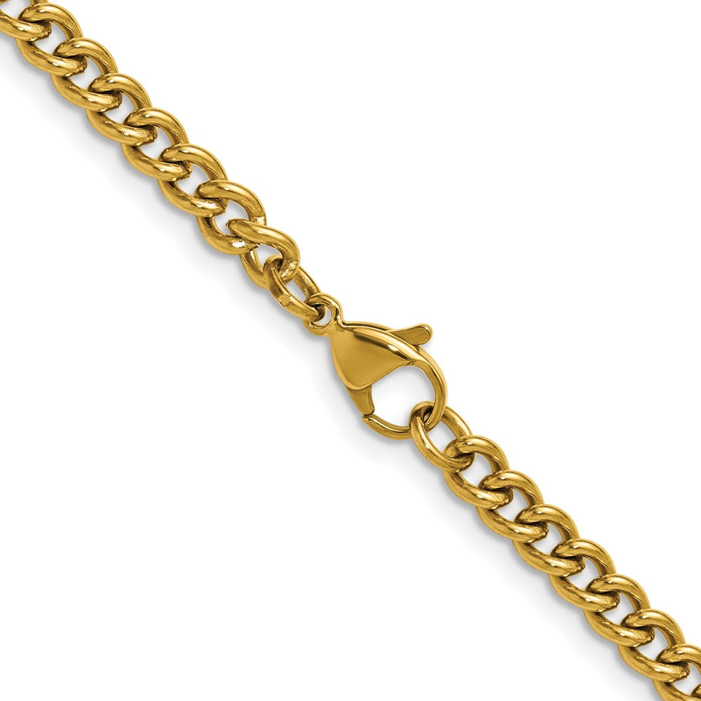 Chisel Stainless Steel Polished Yellow IP-plated 4.5mm 20 inch Round Curb Chain
