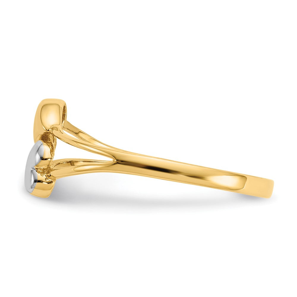 14k with Rhodium Double Heart Ring Size 7