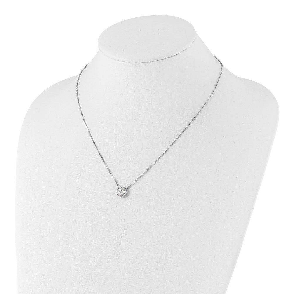 Sterling Shimmer Sterling Silver Rhodium-plated CZ 19 Stone 16 inch with 2 inch extender Round Necklace 16 Inches