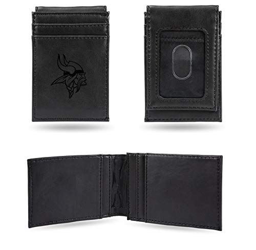 Vikings Laser Engraved Black Front Pocket Wallet