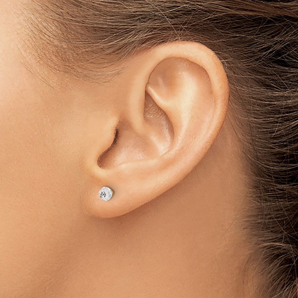 Inverness 14K Gold Polished 4mm Crystal Faceted Ball Post Piercing Earrings