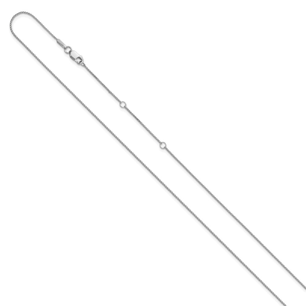 10K White Gold .65mm D/C Spiga 1in+1in Adjustable Chain