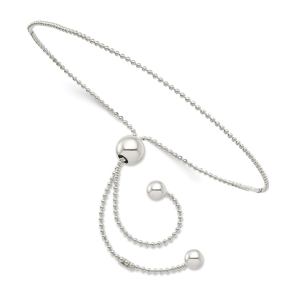 Sterling Silver Beaded Adjustable Bracelet 9.25 inches