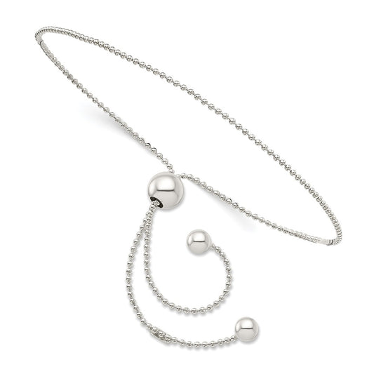 Sterling Silver Beaded Adjustable Bracelet 9.25 inches