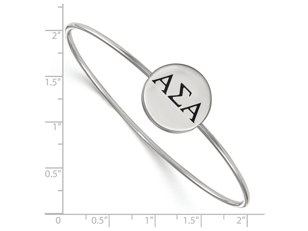 Sterling S. Rh-plated LogoArt Alpha Sigma Alpha Enameled Slip-on Bangle Q-SS025ASI-7