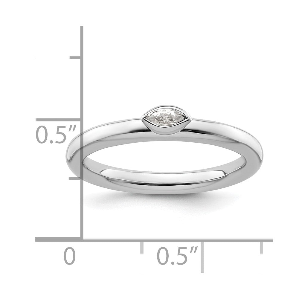 Sterling Silver Stackable Expressions White Topaz Ring Size -8