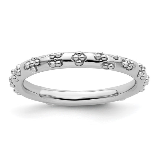 Sterling Silver Stackable Expressions Rhodium Textured Ring Size -7