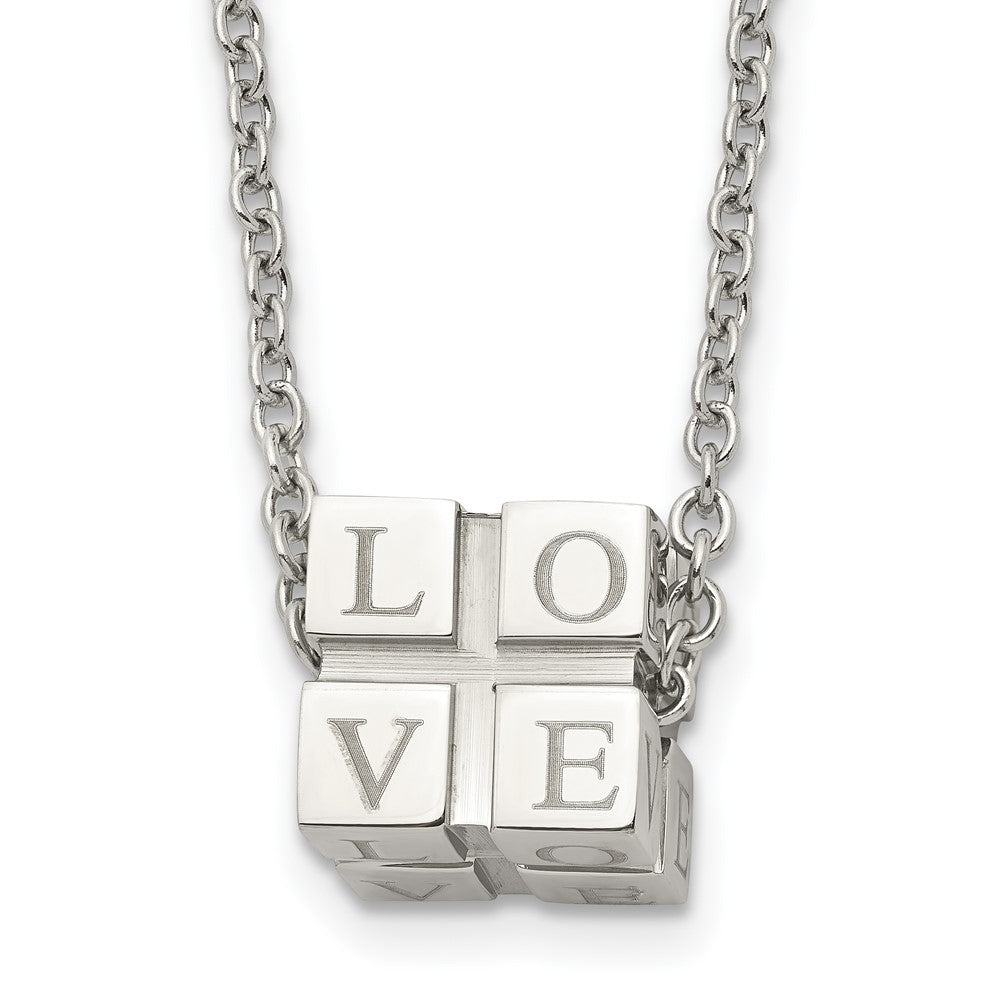 Stainless Steel Polished Love Box 18.5in Necklace