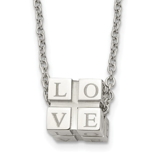 Stainless Steel Polished Love Box 18.5in Necklace