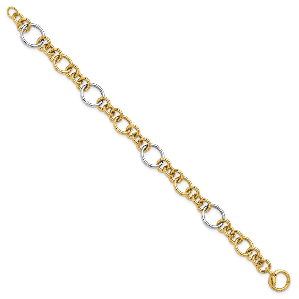 14K Two-Tone Polished Circle Links Bracelet 7.5  inches