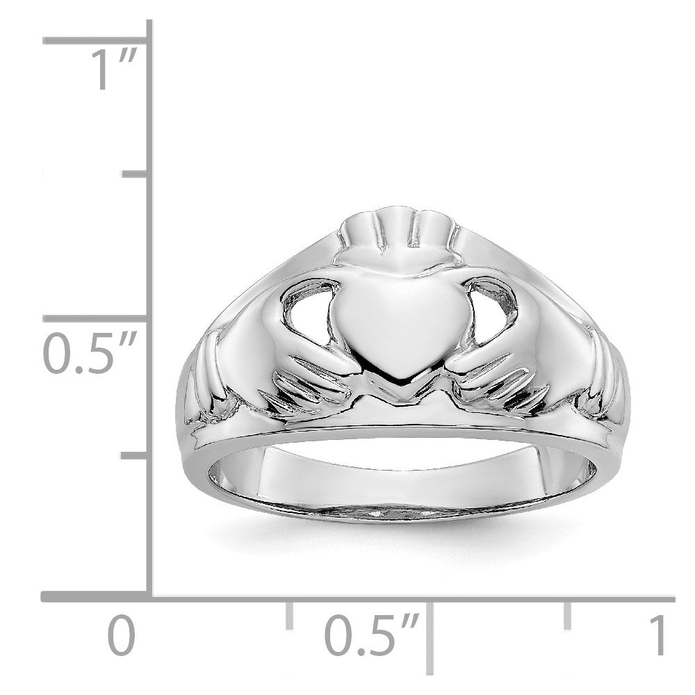 14k White Gold Ladies Claddagh Ring size 6