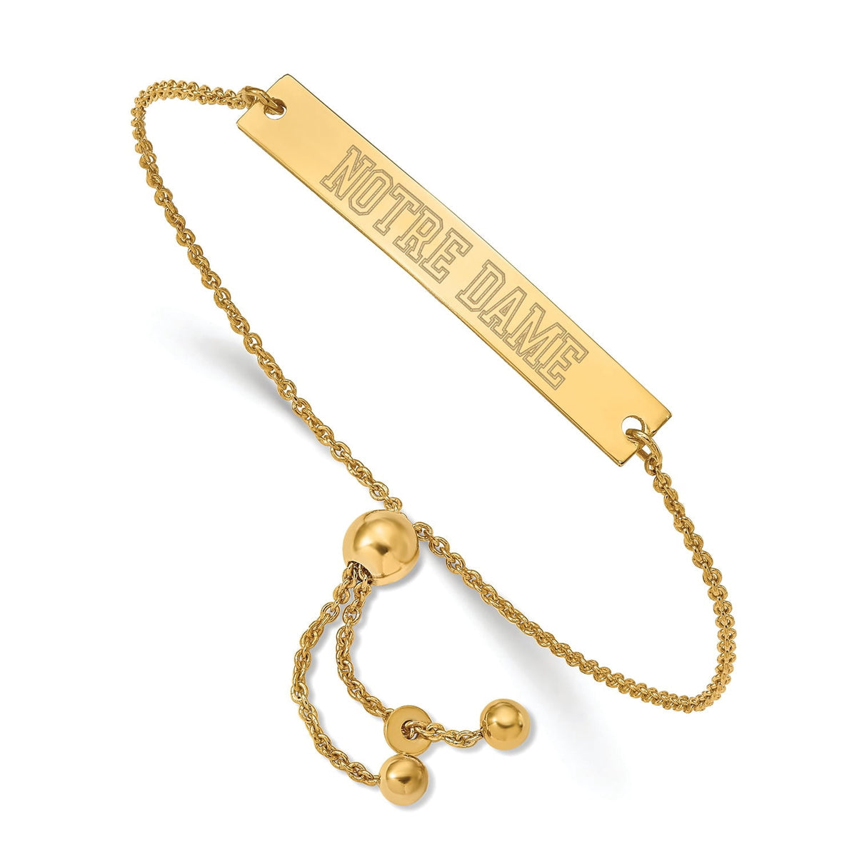 Women's Notre Dame Fighting Irish Sterling Silver Gold-Plated Adjustable Bar Bracelet