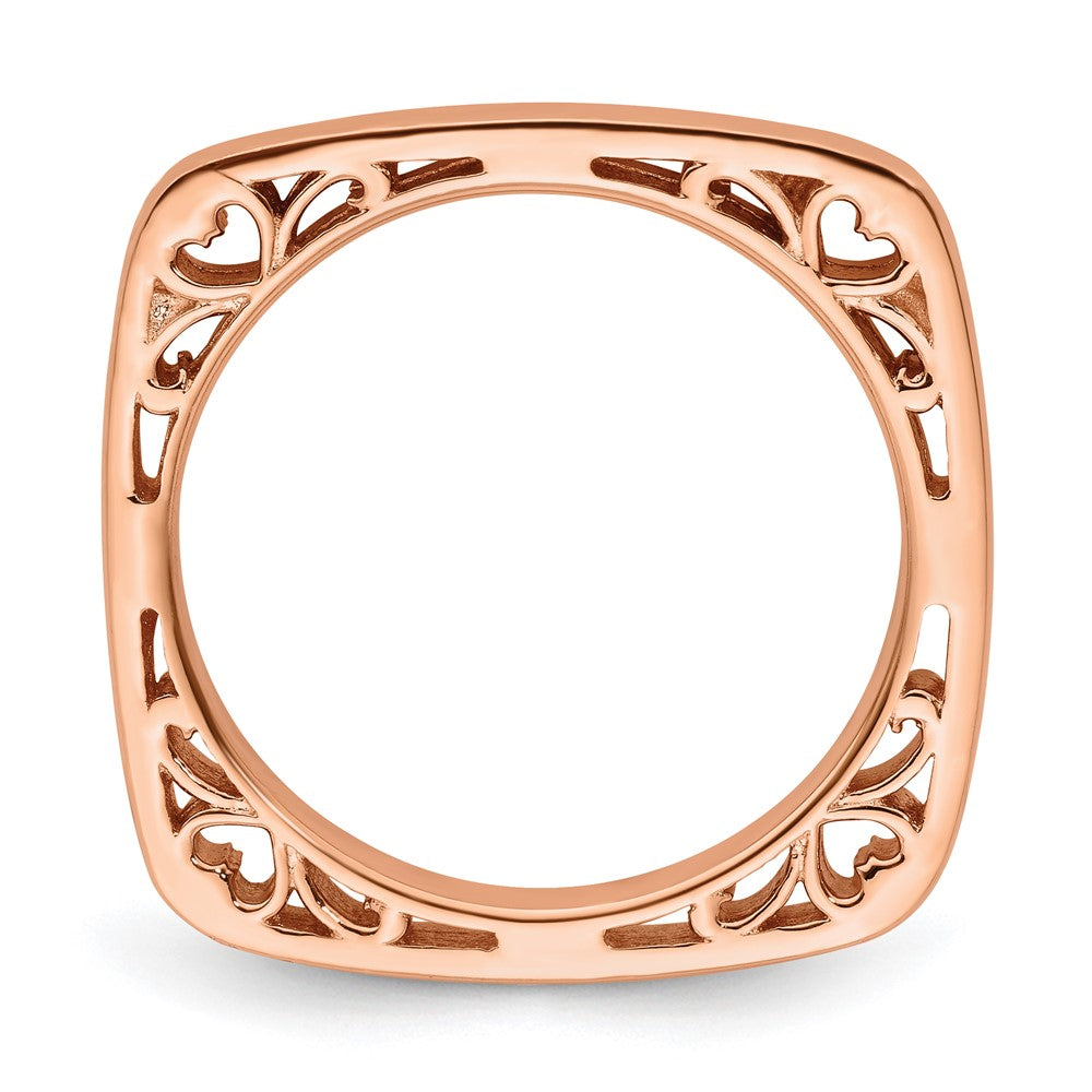 Sterling Silver Stackable Expressions Polished Pink-plated Square Ring Size -9