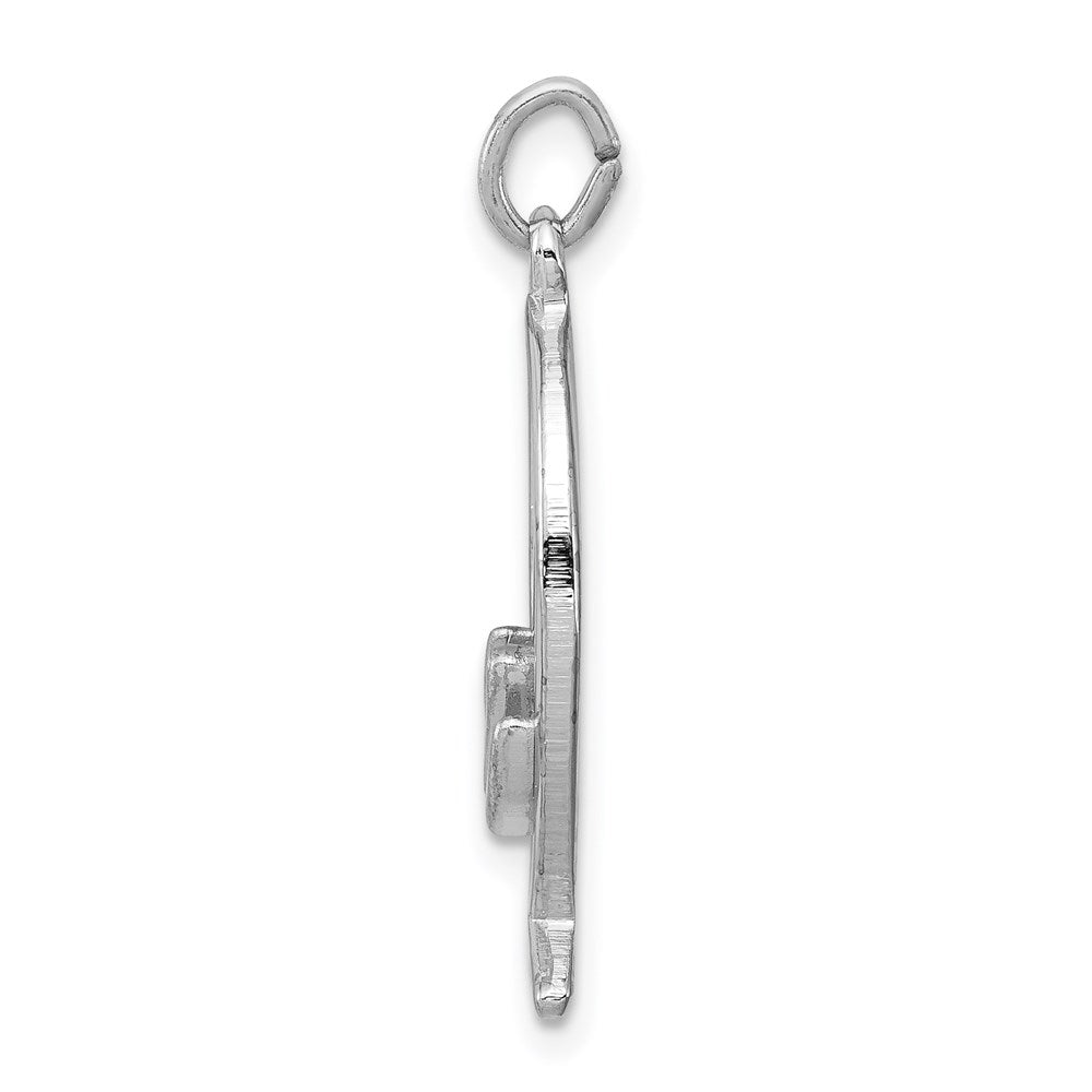 Sterling Silver Rhodium-plated Ichthus Fish Charm