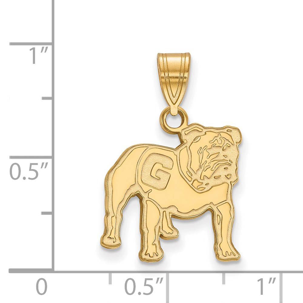 Sterling Silver Gold-plated LogoArt University of Georgia Bulldog Medium Pendant Q-GP060UGA