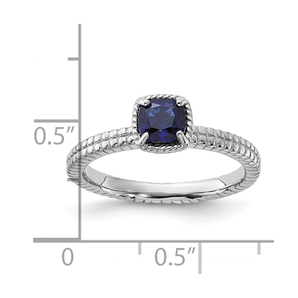 Sterling Silver Stackable Expressions Created Blue Sapphire Ring