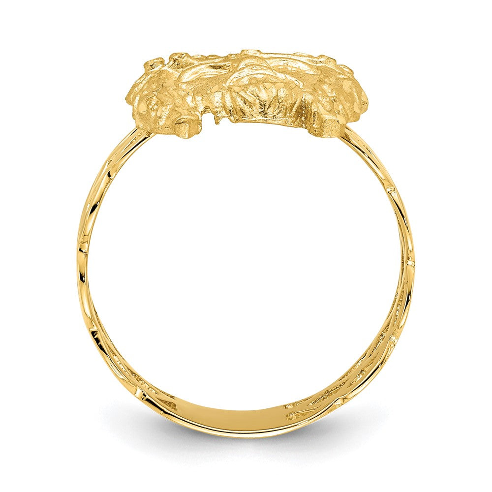 14K Brushed & Polished D/C Jesus Head Ring Size 7