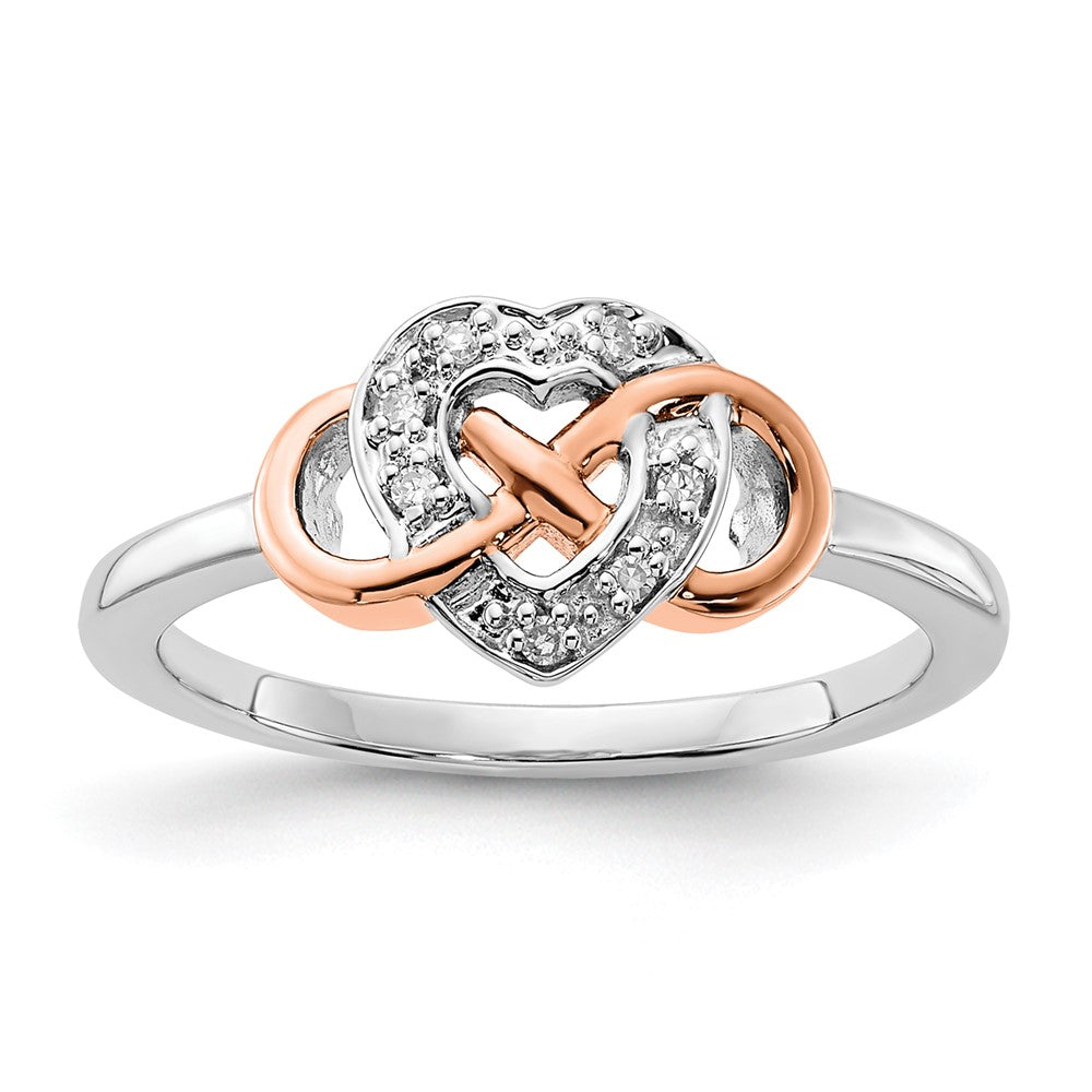 10K Two Tone Diamond Infinity with Heart Ring