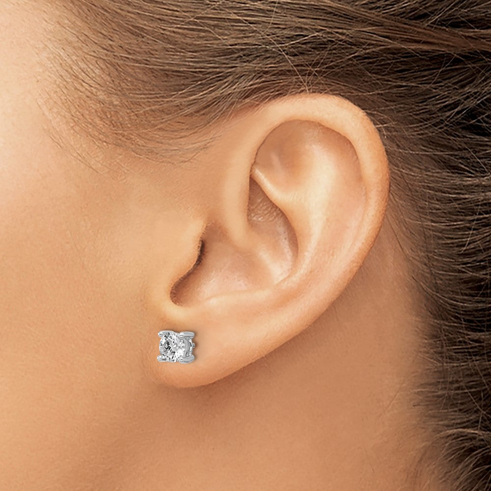 14k White Gold 1 1/4 ctw Lab Grown Diamond VS/SI+ G+ Round 4 Prong Heavy Wt. Stud Earrings