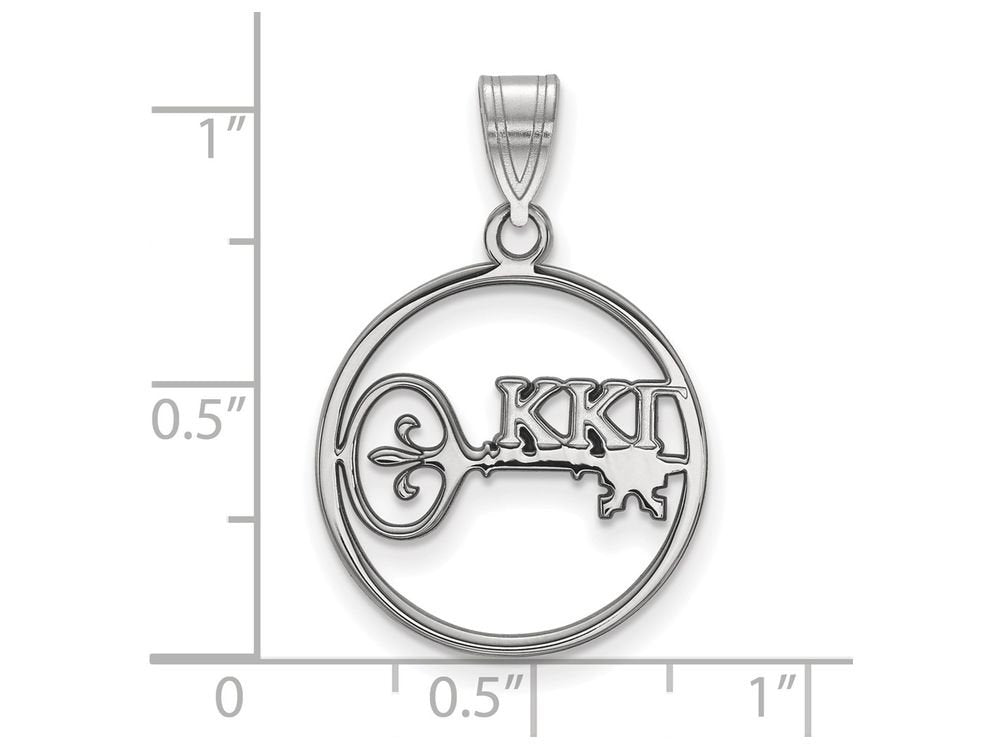 Sterling Silver Official Licensed Greek Sororities Kappa Kappa Gamma (???) Small Circle Pendant