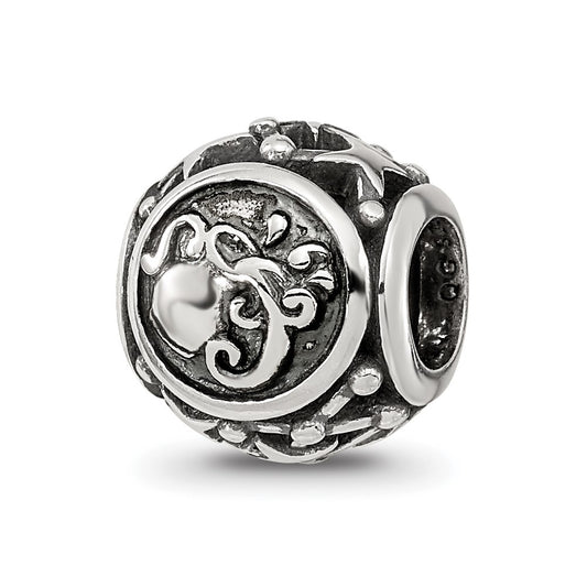 Sterling Silver Reflections Antiqued Zodiac Aquarius Bead