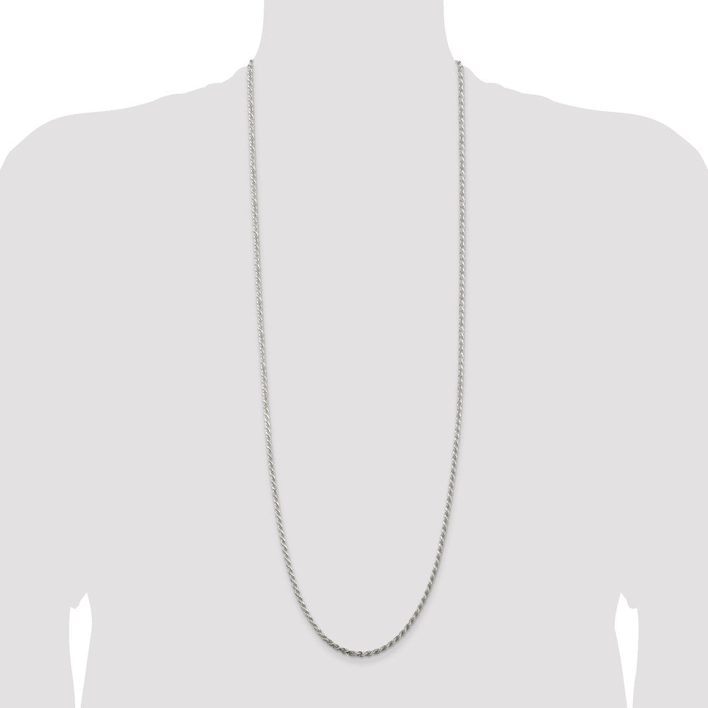 Sterling Silver 2.75mm Diamond-cut Rope Chain 36 Inches
