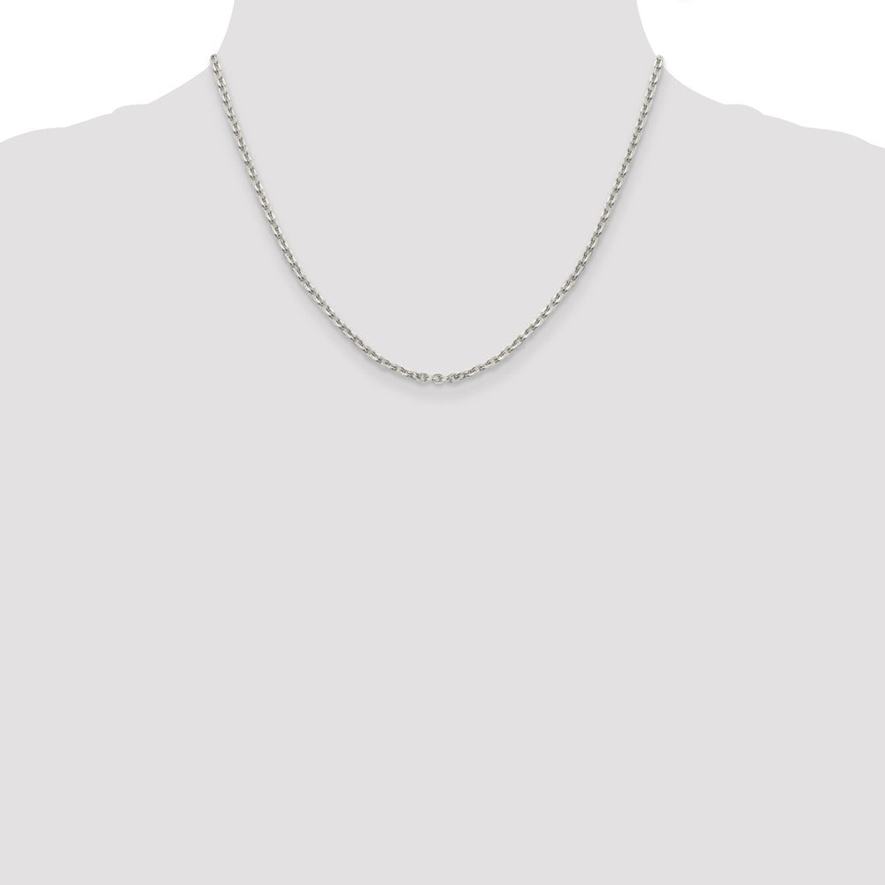 Sterling Silver 2.75mm Flat Link Cable Chain 18 Inches
