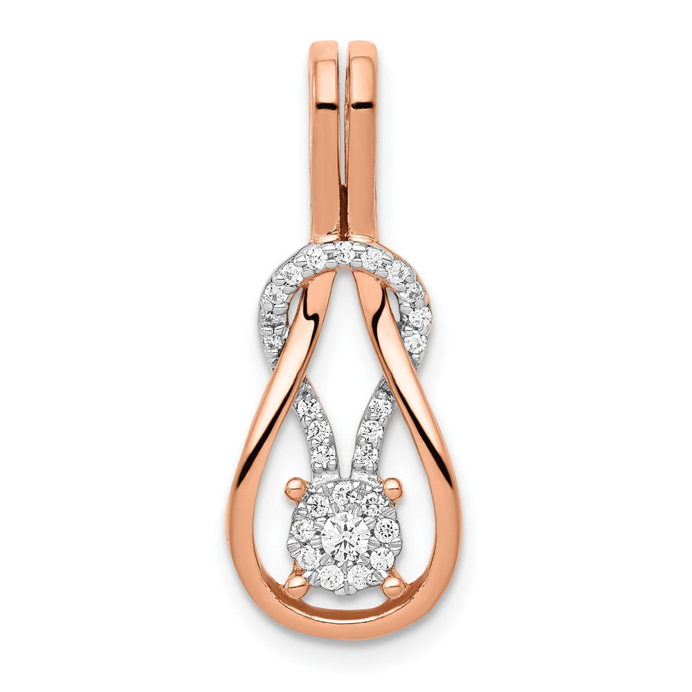 14k Rose Gold 1/6 carat Lab Grown Diamond VS/SI+ G+ Complete Knot Chain Slide Pendant