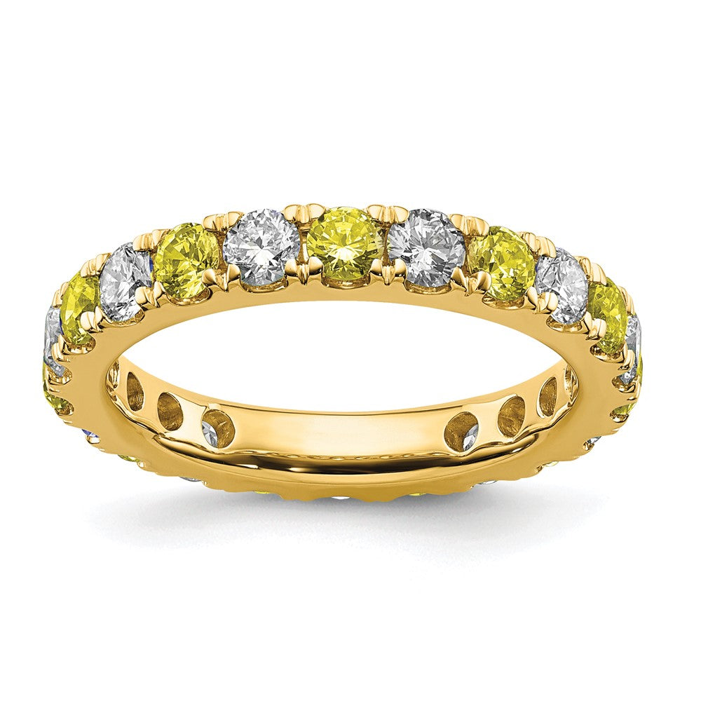 14k 1 1/5 carat Lab Grown Diamond VS/SI+ G+ and Lab Created Yellow Sapphire Size 9 Eternity Band