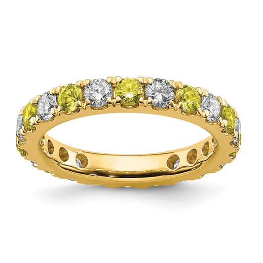 14k 1 1/5 carat Lab Grown Diamond VS/SI+ G+ and Lab Created Yellow Sapphire Size 9 Eternity Band