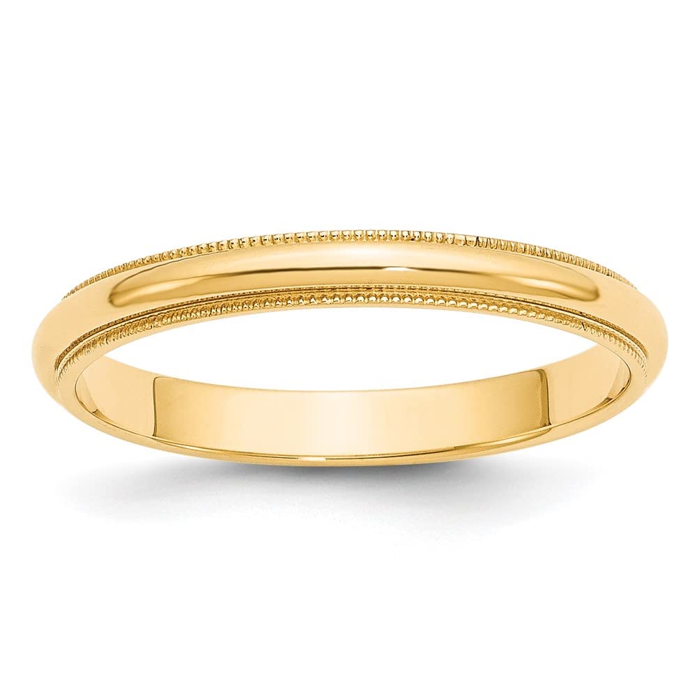 10k Yellow Gold 3mm Milgrain Half Round Wedding Band Size 5