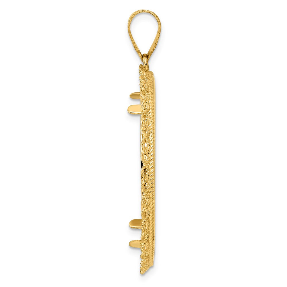 14k Polished Double Rope with 32.0mm Prong Coin Bezel Pendant