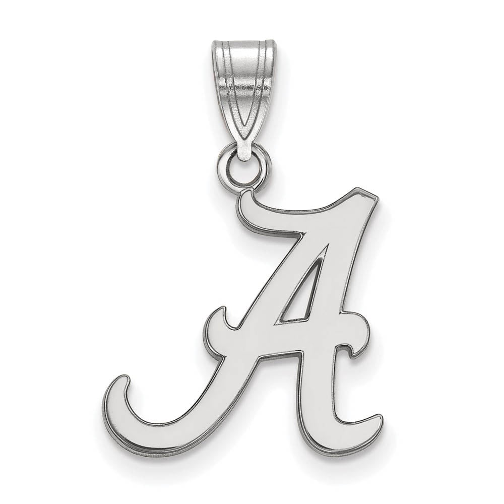 Sterling Silver Rhodium-plated LogoArt University of Alabama Letter A Medium Pendant Q-SS003UAL