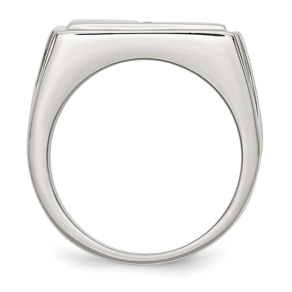 Stainless Steel Polished/Textured 1/15ct Diamond Cross 13.25mm Band Size - 12