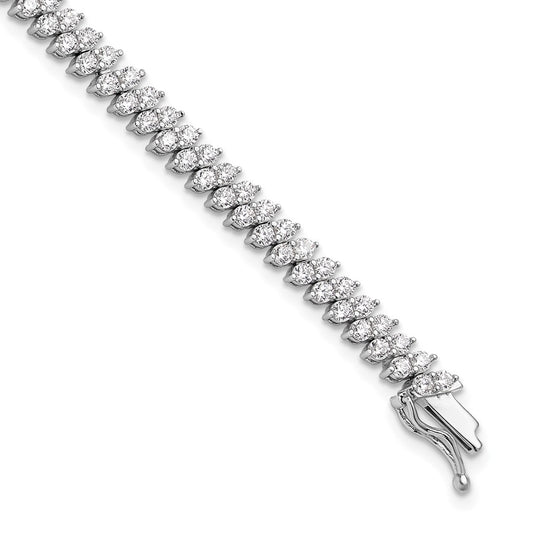 Sterling Shimmer Sterling Silver Rhodium-plated CZ 138 Stone 7 inch Bracelet 7 inches