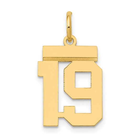14k Small Polished Number 19 Charm
