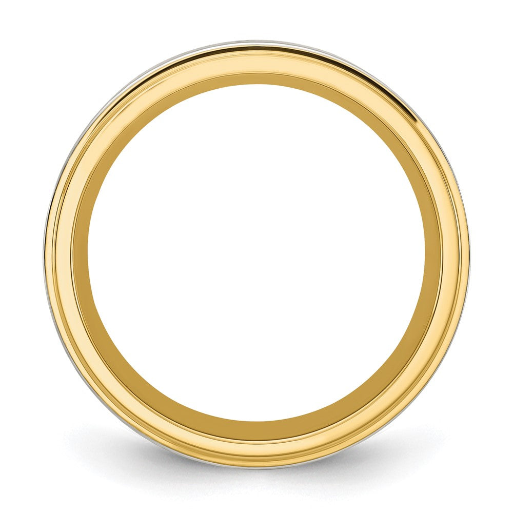 Stainless Steel Polished Yellow IP-plated w/Brushed Center 8mm Band Size - 7.5