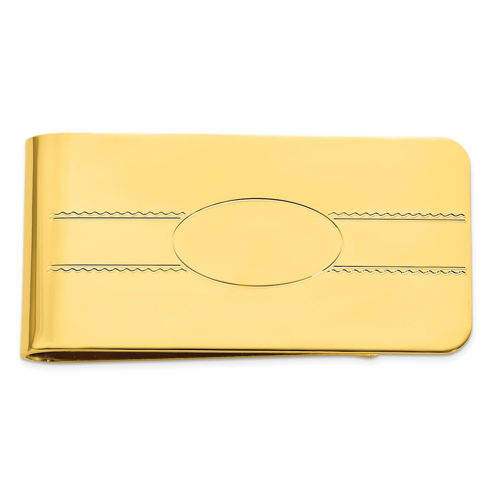Gold-plated Kelly Waters Engraveable Oval Center Money Clip QGL8758