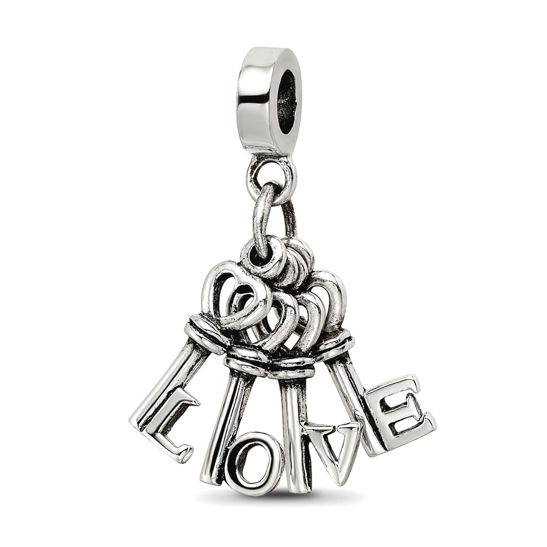 Sterling Silver Reflections Love Keys Dangle Bead