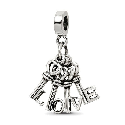 Sterling Silver Reflections Love Keys Dangle Bead