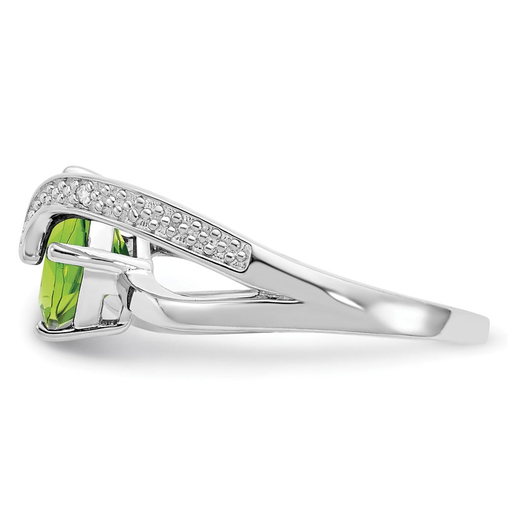 ANC Sterling Silver Peridot & Diamond Ring